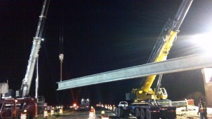 This is the actual hoisting of the first beam