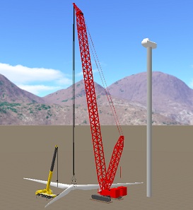 Manitowoc dual crane wind generator erection
