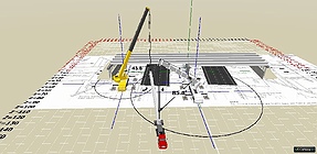 3D Lift Plan shot of the site with the cranes in place