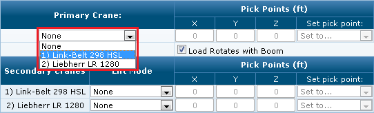 Multi-Crane Lift Settings